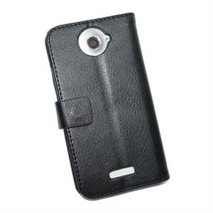 htc one手机壳x外壳htc手机套one x保护套 荔枝纹 钱包款(黑色)