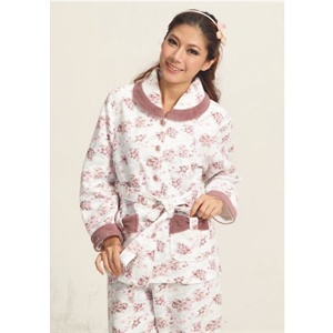 周末风 秋冬季 女款 家居服 6907 三层保暖 睡衣套装