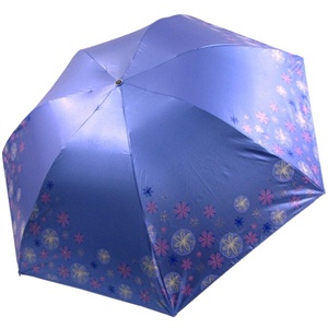 天堂伞三折 轻巧迷你黑涤彩胶晴雨伞 304E 桔子花瓣