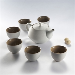 包邮 顶级台湾茶具7件装 旋转壶茶组-禅风白 LBTS003WT