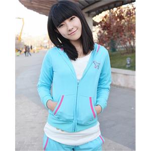法姿 韩版小狗连帽运动套装3色B510