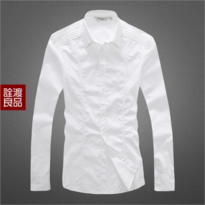诠渡良品 男士百搭休闲纯色长袖衬衫 81404