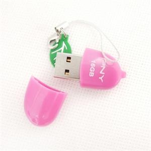PNY 必恩威 魔豆 16G 16GB U盘 优盘 魔豆闪盘带叶子挂绳紫色