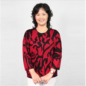 臻衣阁 中老年女装薄款长袖印花冰丝针织衫毛衣 JS-印花衫1083