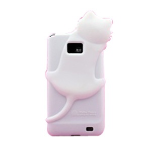 三星i9100手机壳galaxys2外壳迪菲猫保护壳硅胶套趴趴猫(白色)