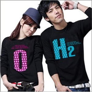 TONISOL 2012新款韩版H2O情侣印花长袖T恤2色入1111CT12F30