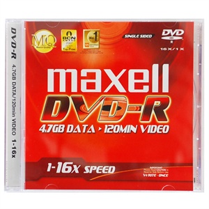 【当当销售配送】MAXELL麦克赛尔 DVD-R 16X 4.7GB 台湾产 单片厚盒 刻录盘