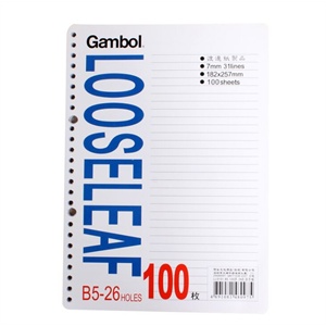 渡边(Gambol)替芯(26孔活页纸)#LL0101　 B5，100页，100包/箱