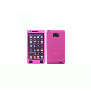 酷玛特三星i9100手机套galaxy S2保护套硅胶套清水套不沾灰(玫红)