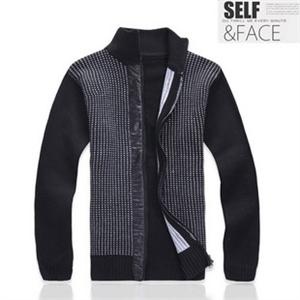 秋装新品 时尚百搭男士修身立领拉链开衫针织衫1008B-M605