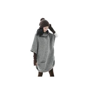 Jedi victoire韩版侧面双排扣粗纺高领乌龟壳毛衣YH8825