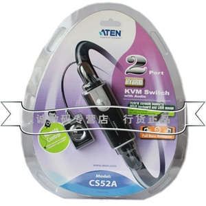 ATEN KVM 切换器 CS52A|CS-52A 2口PS/2&USB 带音频