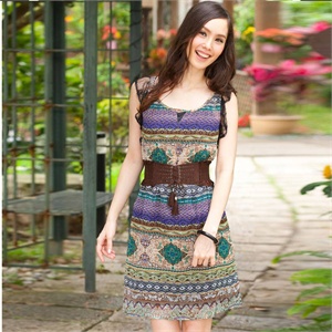 LISALISA/丽莎丽莎 蕾丝 雪纺印花连衣裙 AS3110