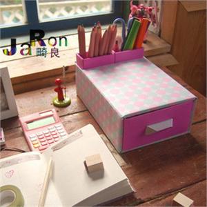 天瑞 畸良JARON出品 DIY桌面抽屉盒+2个笔筒粉蓝小点W173