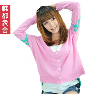【时尚新品】韩都衣舍 韩国秋装新款蝙蝠长袖开衫针织衫EJ1141