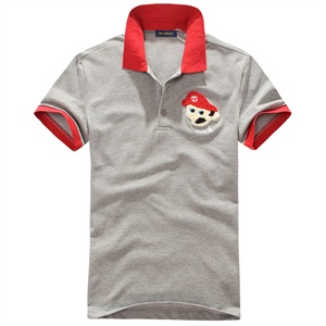 【品牌直供】SIVI MOGN 2011夏装新品 贴布绒面 超级玛丽花 翻领 男 短袖T恤