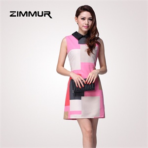 zimmur 夏装 春装 简约欧美修身中腰 连衣裙 Z12XQC570PC 显瘦