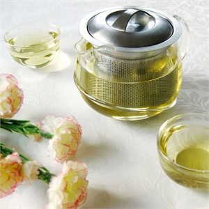 原装进口台湾茶具400ml不倒翁复合式滤泡玻璃茶壶 CJ102S