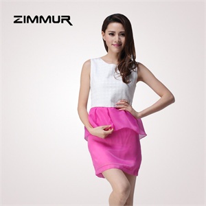 zimmur 夏装 春装 高腰名媛淑女 连衣裙 Z12XQC801RW 显瘦