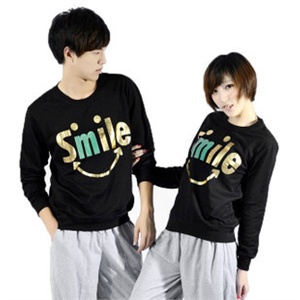 2011秋装新款韩国时尚笑脸SMILE情侣装 长袖t恤