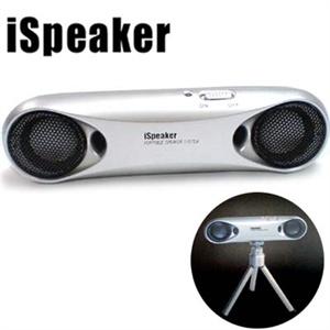 iSpeaker立体声迷你三脚架音箱（内置锂电、USB充电电池两用）黑