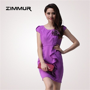 zimmur 夏装 春装 中腰圆领气质修身 连衣裙 Z12XQC744Z0 显瘦