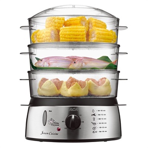 ACA 北美电器 DL-100A3 电蒸笼 3层 干烧保护 不锈钢底座