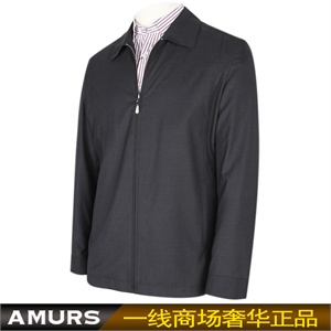 【品牌直供】休闲夹克 爱缪斯品牌 男夹克衫 羊毛夹克 黑灰色夹克