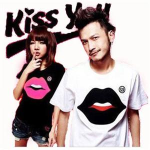 法姿 韩版夏装KISS口唇休闲时尚短袖T恤情侣装Y1061