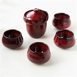 莫耶陶艺功夫茶具 一壶四杯 CUPTZ168-红色