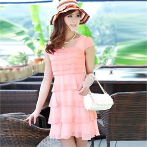 【女装潮流发布】2012夏装新品层层雪纺 连衣裙