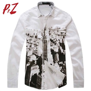 【品牌直供】PPZ男装2011秋装男士纽约城市印花时尚款长袖衬衫ks8860