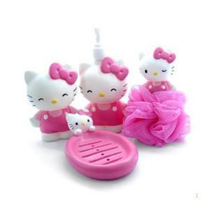 高阳hello kitty浴室四件套 hellokitty沐浴四件套 浴室套件 R144