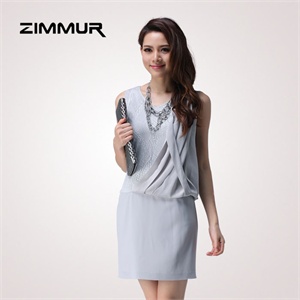 zimmur 夏装 春装 时尚低腰V领 连衣裙 Z12XQQ651A7 显瘦