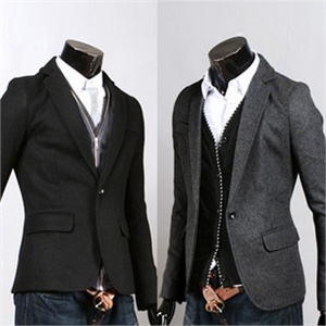 2012春装新款商务休闲 一粒扣翻盖袋 修身男士毛呢西服209-6380