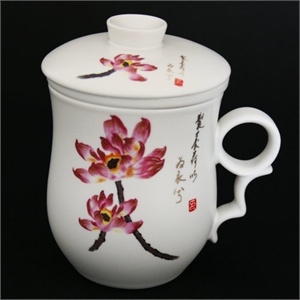 成艺陶瓷三件套杯--荷花