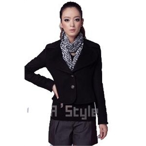 女装职业装正装黑色大翻领尼外套