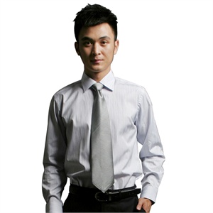 V3 MAN 蓝色/粉色 金属银丝 免熨正装衬衫