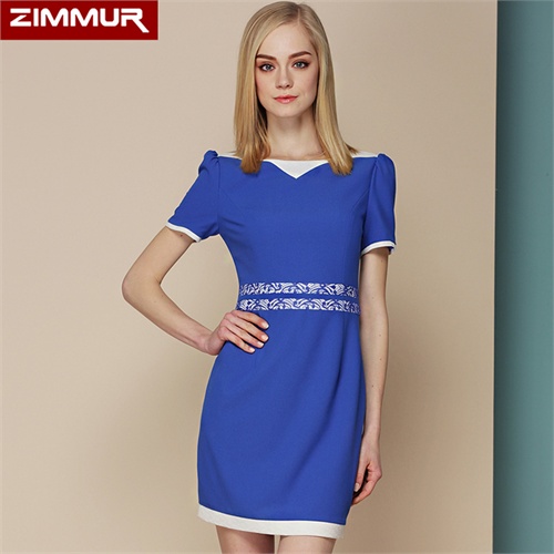 装专柜正品欧美修身蓝色新款<em>女士春装连衣裙</em>R