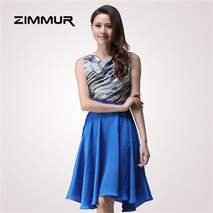 zimmur 夏装 春装 中腰无袖拼接 连衣裙 Z12XQY644BC 显瘦