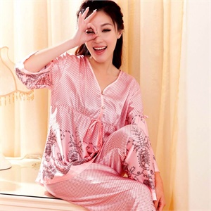 雪俐shirley 春夏季新品女士丝质睡衣家居服套装 2519