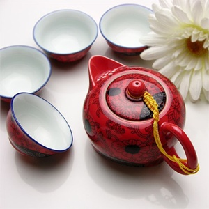 顶级进口茶具 礼品 8头满堂红小天使茶组礼盒装 YCB1090