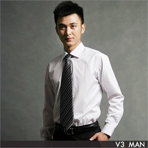 V3 MAN 淡蓝白色细纹 免熨正装衬衫