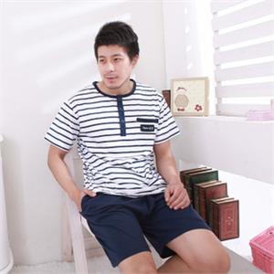 2011夏装 男士最爱条纹款针织棉短袖家居服套装 Q438