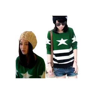 善气迎人Jedi victoire 姚笛韩版宽松针织衫五角星毛衣YH8856