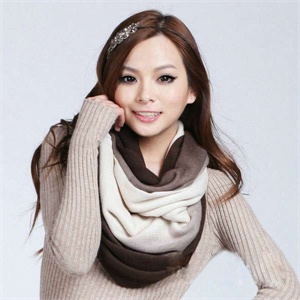 楼尚楼 韩版男女同款仿羊绒拼色围脖 y-9 2102#
