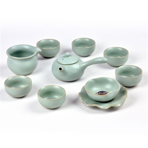 莫耶汝窑风格茶具 功夫茶具套装 天青茶组9入功夫茶组 SCT1110
