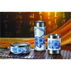 青花瓷骨瓷保温杯水杯 笔筒 烟缸 三八节创意礼品 送领导 商务礼