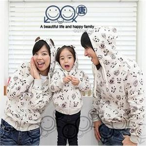 QQTOM 亲子装情侣装 可爱熊猫带帽加厚长袖卫衣外套QQD710