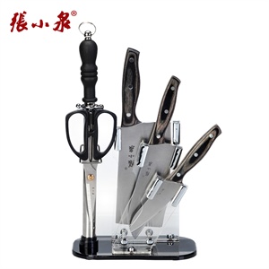 【品牌直供】张小泉厨房刀具套装六件套 木柄亚克力刀架 CKS-13